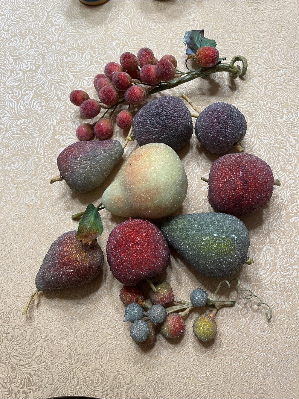 Glittered Decorative Fruit Bundle - Multicolor (tiny beaded) BOWL NOT INCLUDED